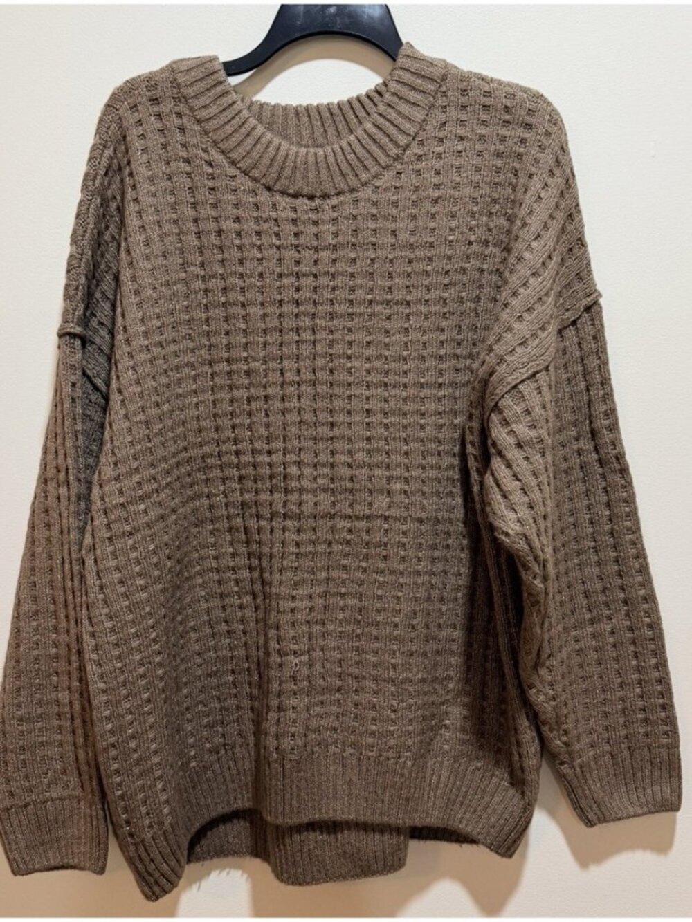 SO ~ Brown Oversized Waffle Knit Crew Neck Sweater ~ Size XLL